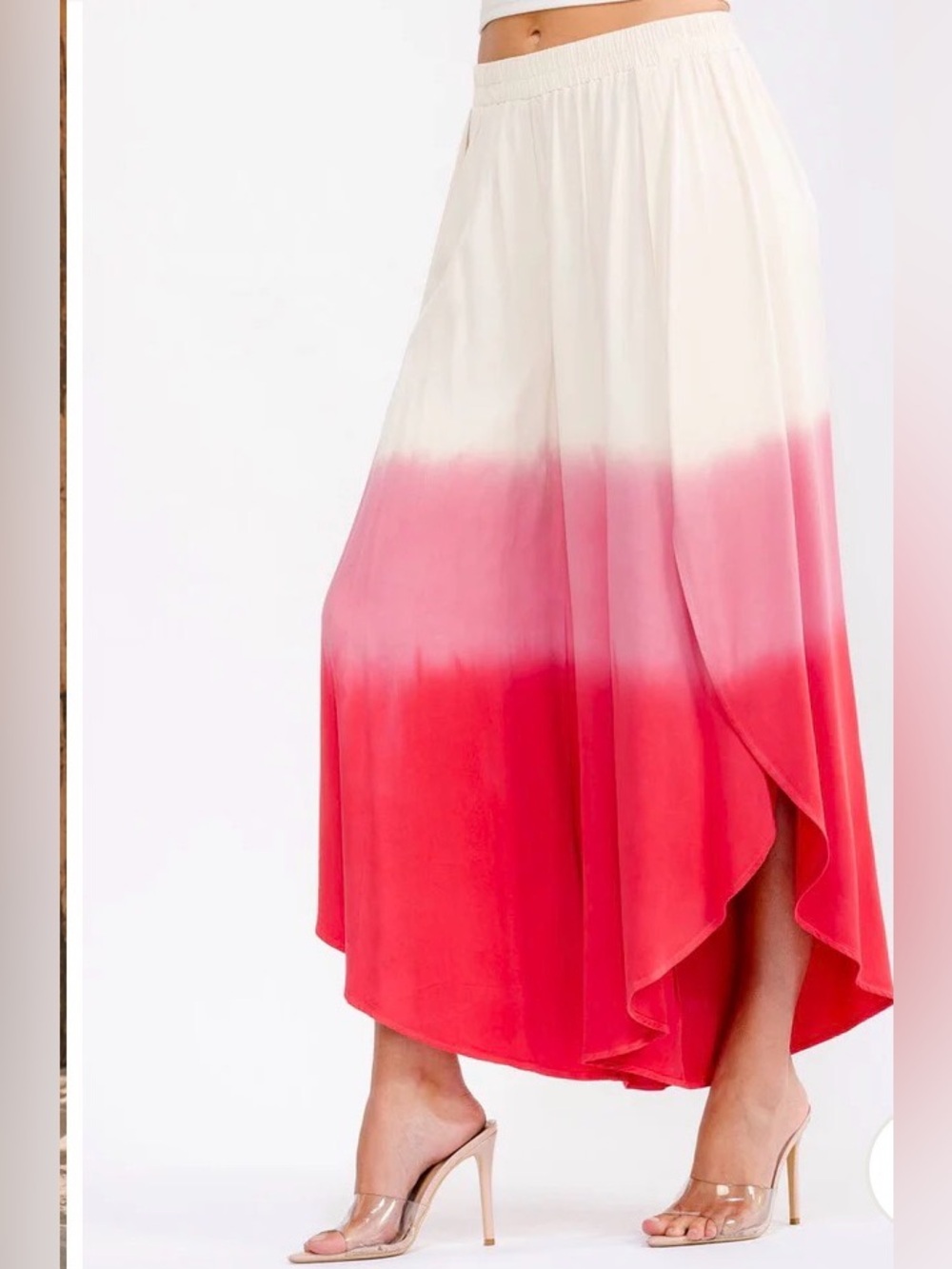 0224.  Boho Ombre Pink Wide Leg Palazzo Pants - Picture 2 of 4
